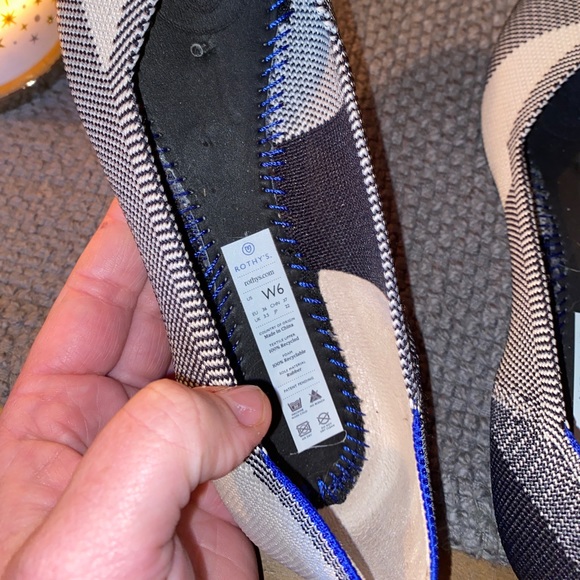 Rothy's Black & White Captoe Plaid Round Toe Flat Size 6 - Picture 4 of 6